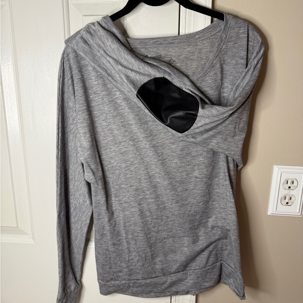 Elegant Heather Gray Long Sleeve Women's Top
